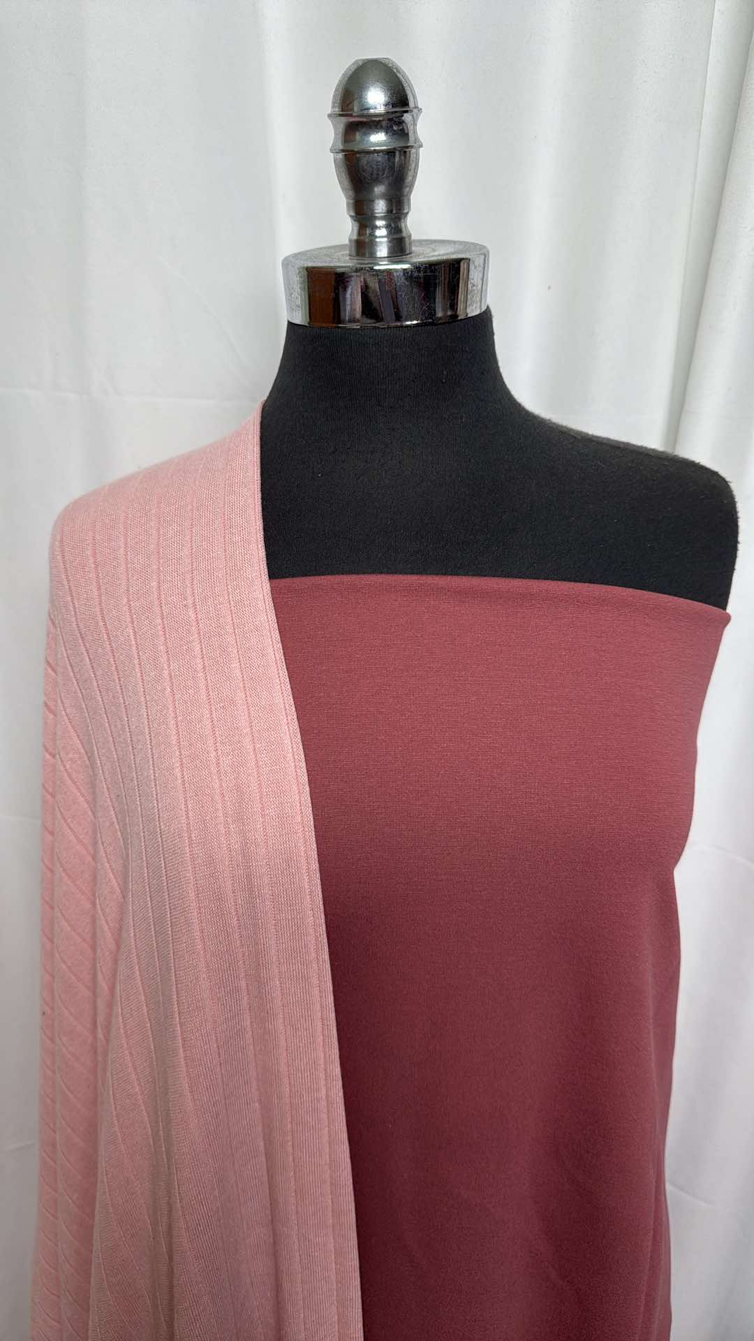 DARK BLUSH/PINK RIB BUNDLE : 2YD Pink Wide-Rib SK & 2YD Dark Blush Nylon Ponte : A27339