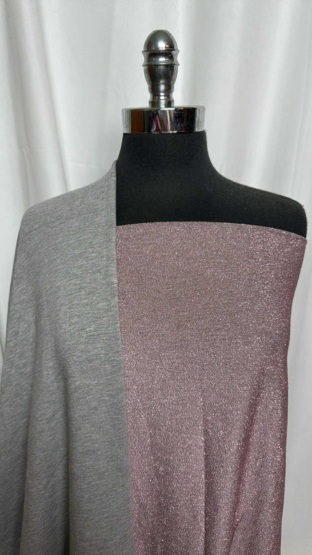 GREY/LUREX BUNDLE : 2YD Grey Modal Brushed FT & 1+YD Right-Side-Loops PRS FT w/Lurex : A29198