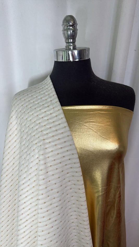IVORY QUILTED/GOLD FOIL BUNDLE : 2YD Ivory/Gold Quilted & 2YD Gold Foil PF : A31117