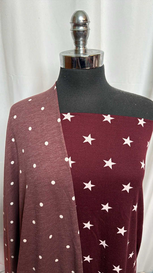 BURGUNDY DOT/STAR BUNDLE : 2YD Burgundy Dot PRS FT & 2YD Burgundy Star PRS FT : A28367