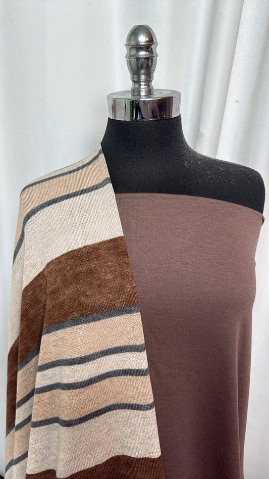 SOFT BROWN/STRIPE BUNDLE : 2.5YD Stripe SK & 2YD Soft Brown PRS FT : A31027