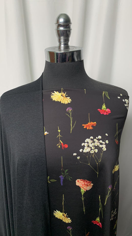 BLACK/WILDFLOWERS BUNDLE : 1YD Wildflowers Yoga PF & 2YD Black Featherweight PF : A1833