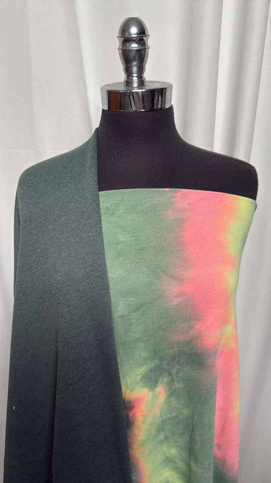 HUNTER/TIE DYE BUNDLE : 1.5YD Hunter Sweatshirt Fleece & 2YD Tie Dye PRS FT : A26317