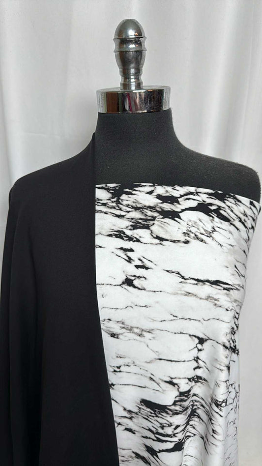 BLACK/MARBLE BUNDLE : 1YD Black Supplex & 1+YD Marble Yoga PF : A29187