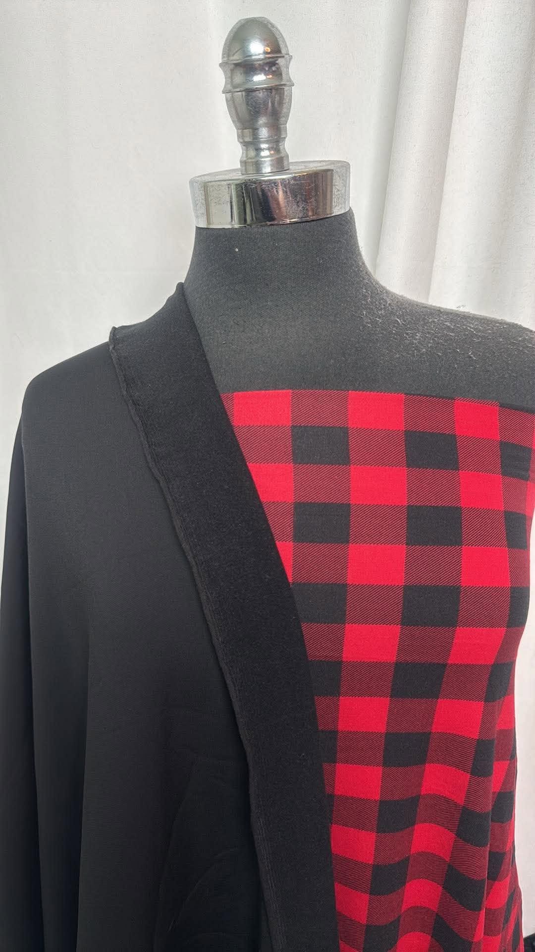 BLACK/RED BUFFALO PLAID BUNDLE : 2YD Black/Red Buffalo Plaid DBP & 2YD Black Brushed-Back PF : A30908