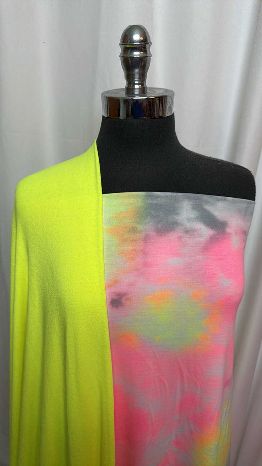 NEON YELLOW/TIE DYE BUNDLE : 2YD Neon Yellow R/S Rib & 2YD Tie Dye PRS : A28019