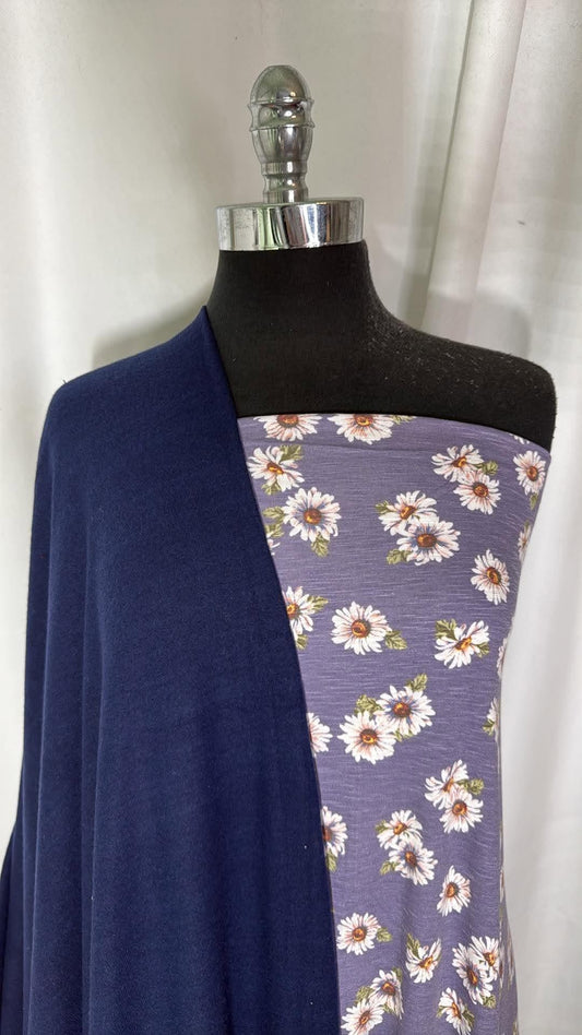 NAVY/DAISIES BUNDLE : 2.5YD Daisies Slub R/S & 2.5YD Navy Brushed Hacci SK : A31118