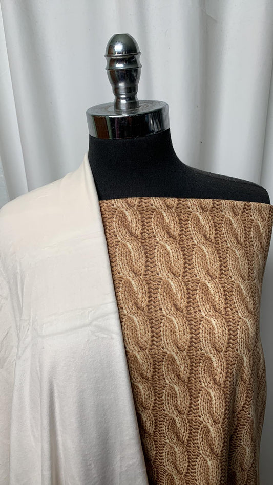 CABLE PLUSH BUNDLE : 2YD Ivory Velvet Plush & 2YD Cable Super Plush : A1742