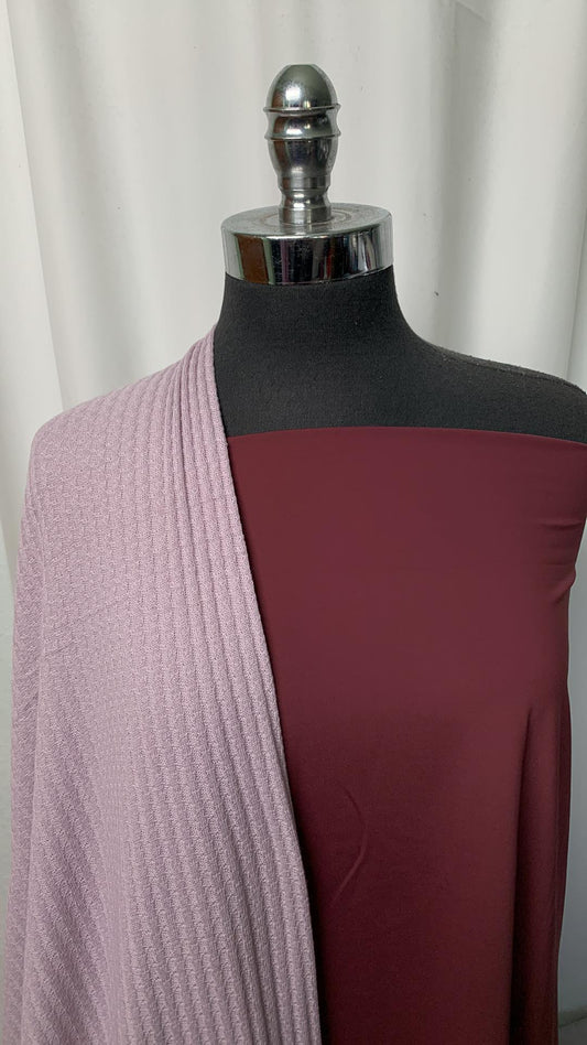 BURGUNDY/LAVENDER BUNDLE : 2YD Lavender Pointelle & 2YD Burgundy Yoga PF : A1694