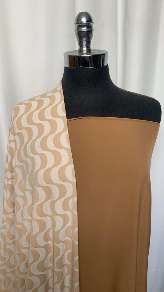 CAMEL/WAVES BUNDLE : 3YD Camel Stretch Woven & 2YD Waves Jacquard PF : A25650