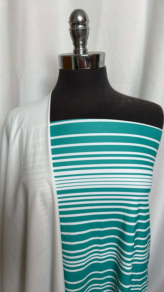 WHITE/TEAL STRIPE BUNDLE : 1+YD White/Teal Stripe N/S & 1YD White N/S : A29929