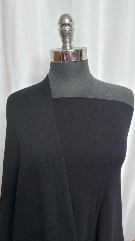 DOUBLE BLACK BUNDLE : 3YD Black Sweatshirt Fleece (72" Wide) & 2YD Black Cotton Rib : A28935
