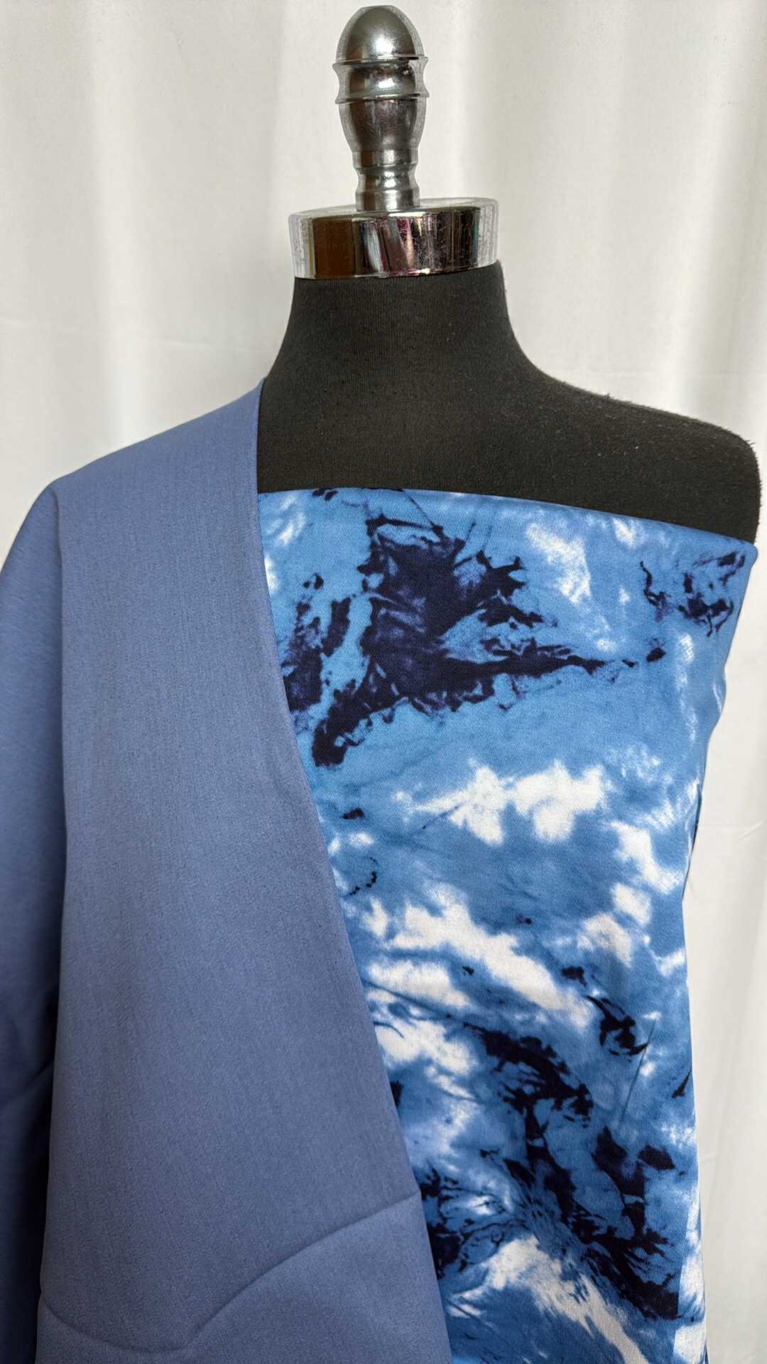 BLUE/TIE DYE BUNDLE : 2YD Blue Stretch Twill & 2YD Blue Tie Dye Stretch Twill : A29310