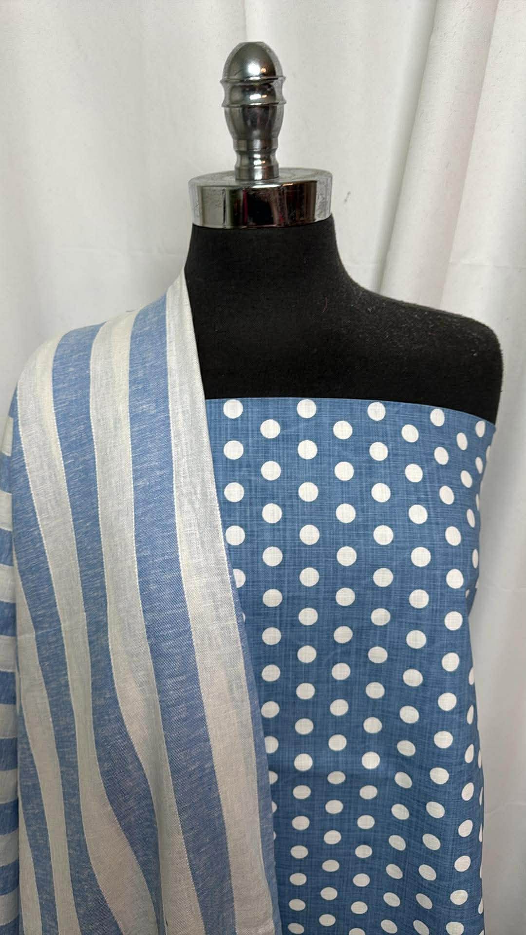 LINEN DOTS & STRIPES BUNDLE : 2YD Dots Linen-Blend Woven & 2YD Stripes Linen-Blend Woven : A30416