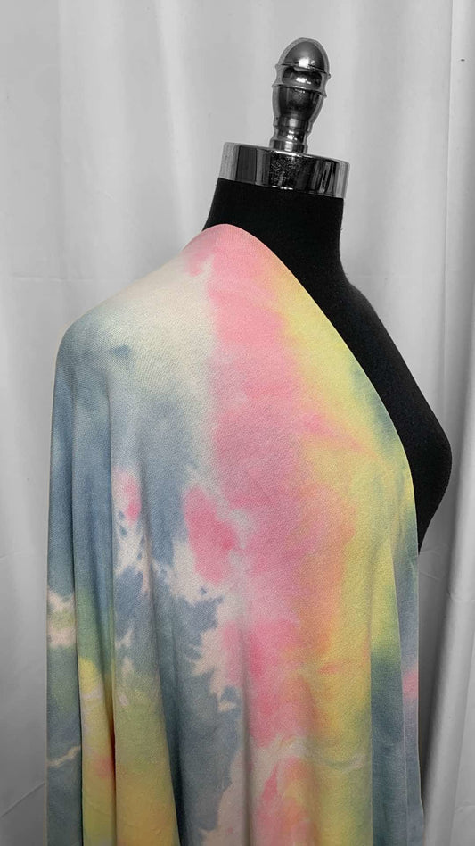 Pink/Yellow/Blue Pastel Tie Dye - PRS French Terry - 2 Yard Cut