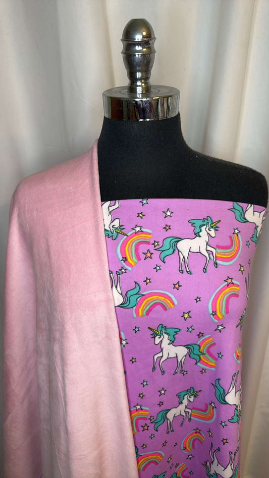 PINK VELOUR/UNICORN BUNDLE : 2YD Pink Stretch Velour & 2YD Unicorn DBP : A26701