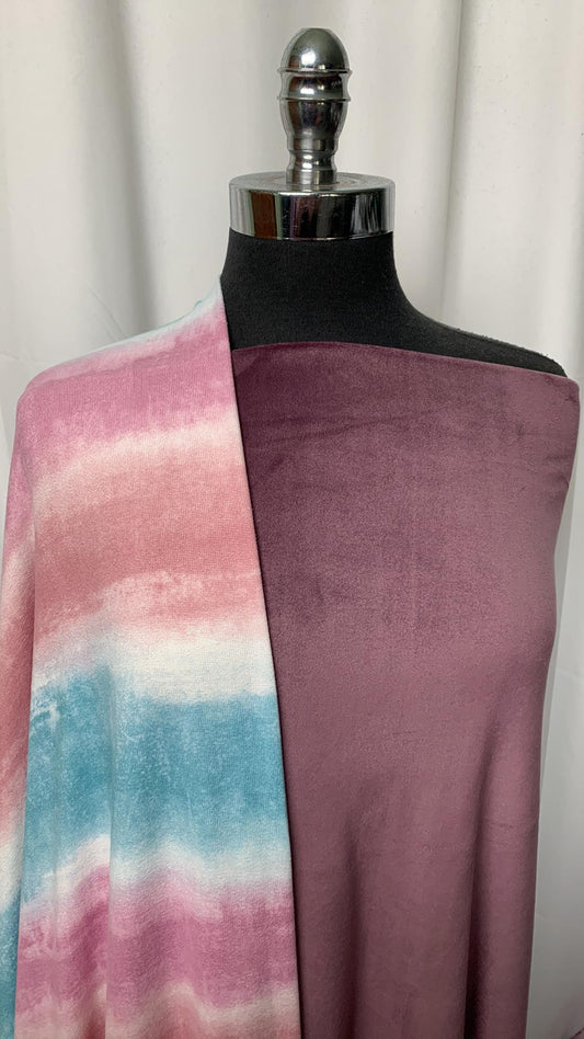 PURPLE PLUSH BUNDLE : 2YD Purple Velvet Plush & 2YD Distressed Stripes Oakley SK : A1779