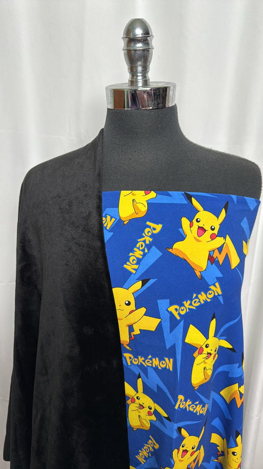 BLACK VELVET/BLUE PIKACHU BUNDLE : 1+YD Black Velvet Plush & 1+YD Blue/Yellow Pikachu C/S : A27055
