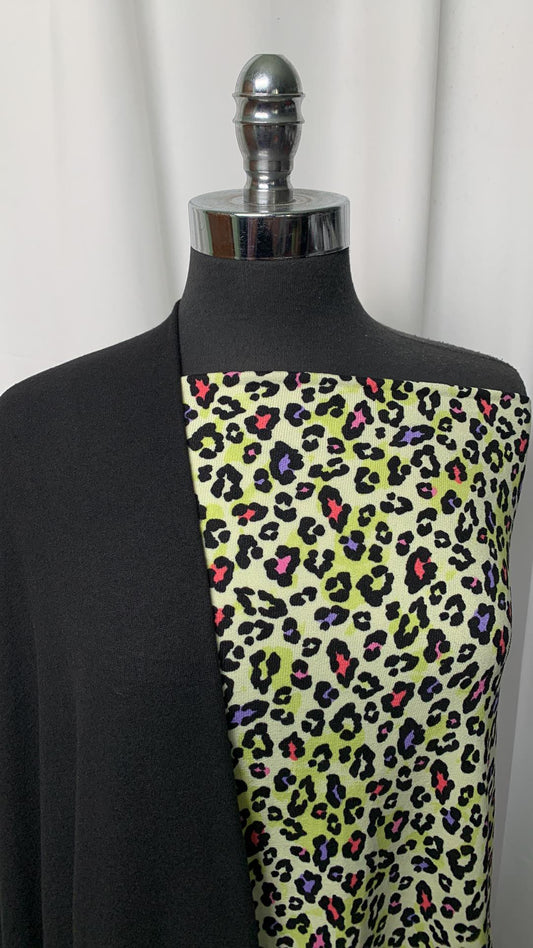 BLACK/NEON LEOPARD BUNDLE : 2YD Neon Leopard Oakley SK & 2YD Black Brushed Hacci SK : A1791