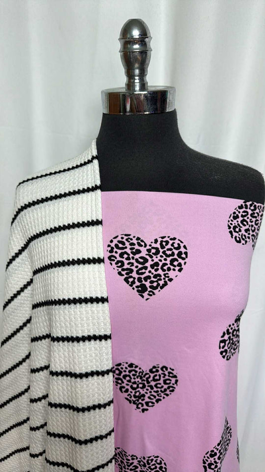 PINK HEART/STRIPE BUNDLE : 2YD Pink Heart DBP & 2YD Stripe Waffle : A29253