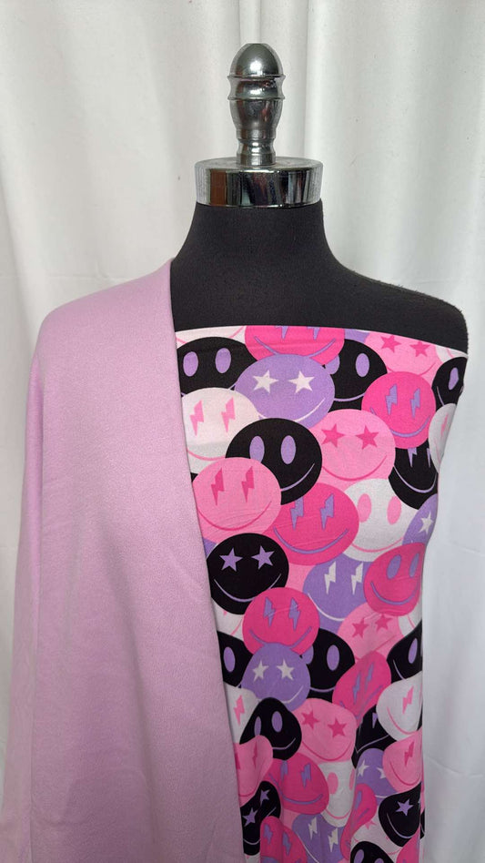 LILAC/SMILES BUNDLE : 1+YD Lilac Sweatshirt Fleece (72" Wide) & 1YD Smiles DBP : A26584