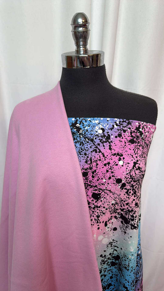 LILAC/SPLATTER BUNDLE : 2YD Lilac Cotton Sweatshirt Fleece & 1YD Splatter DBP : A27446
