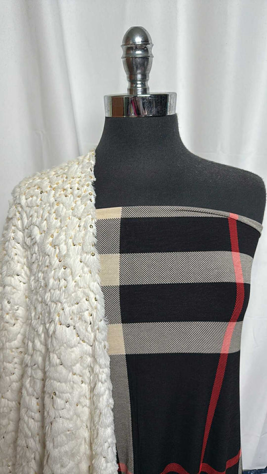 PLAID/MINKY BUNDLE : 2YD Plaid Bulgari & 2YD Minky w/Sequins : A29133
