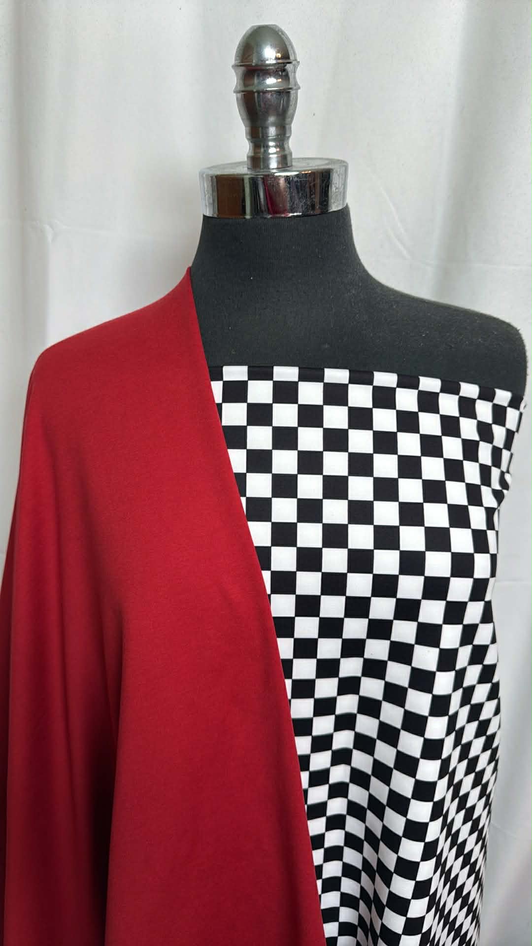 RED/BLACK-WHITE CHECK BUNDLE : 1+YD Red Peached PF & 1+YD Black/White Check Peached PF : A29711
