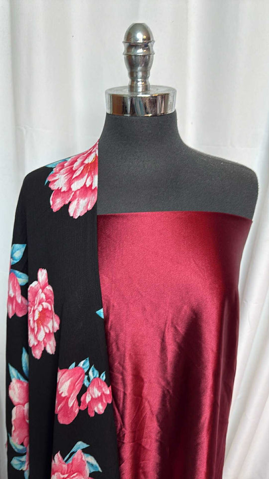 RED CASINO/FLORAL BUNDLE : 2YD Red Casino & 2YD Floral Poly Woven : A27953