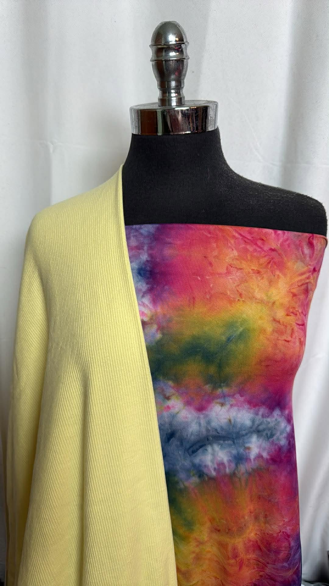 YELLOW RIB/TIE DYE BUNDLE : 2YD Tie Dye DBP & 2YD Yellow Brushed-Face C/S Rib : A30056