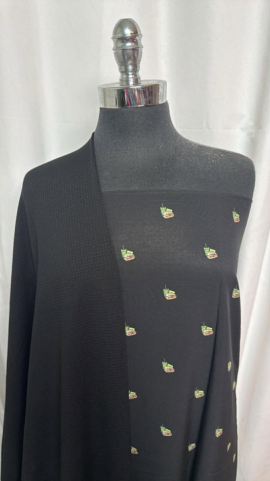 BLACK MESH/LUNCH BUNDLE : 2.5YD Lunch Microfiber Stretch Woven & 2YD Black PF Mesh : A30261