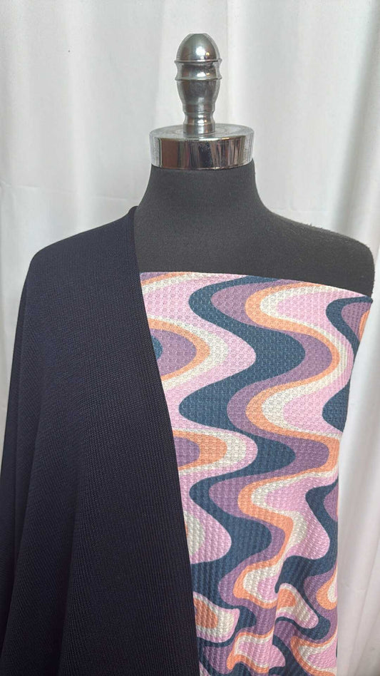 WAVY LINES BUNDLE : 3YD Wavy Lines Waffle & 2YD Solid Flat-Back SK : A28080