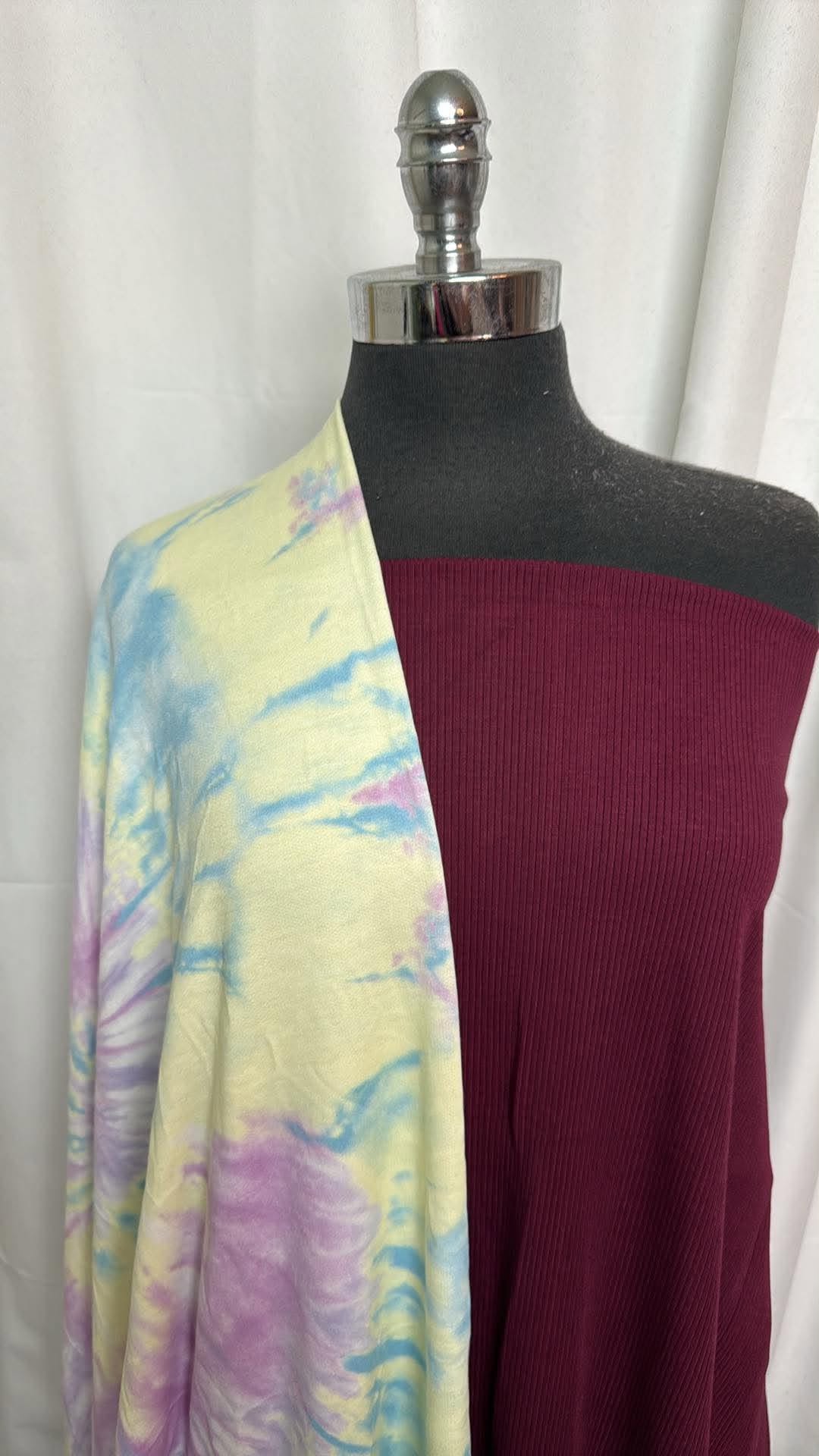 WINE/TIE DYE BUNDLE : 2YD Wine Heavy C/S Rib & 2YD Tie Dye PRS FT : A30651