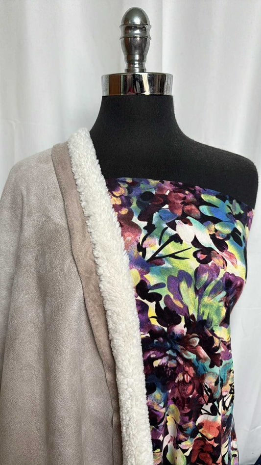 FLORAL/SHERPA SUEDE BUNDLE : 1+YD Floral DBP & 2YD Sherpa-Backed Faux Suede : A29116