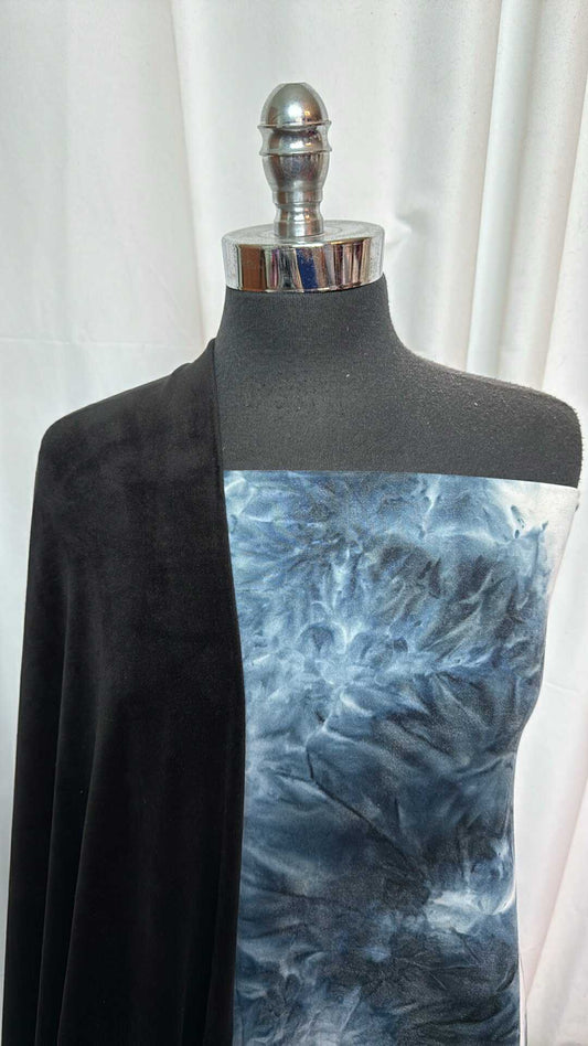 VELOUR/TIE DYE BUNDLE : 2YD Tie Dye DBP & 3YD Black Stretch Velour : A27731