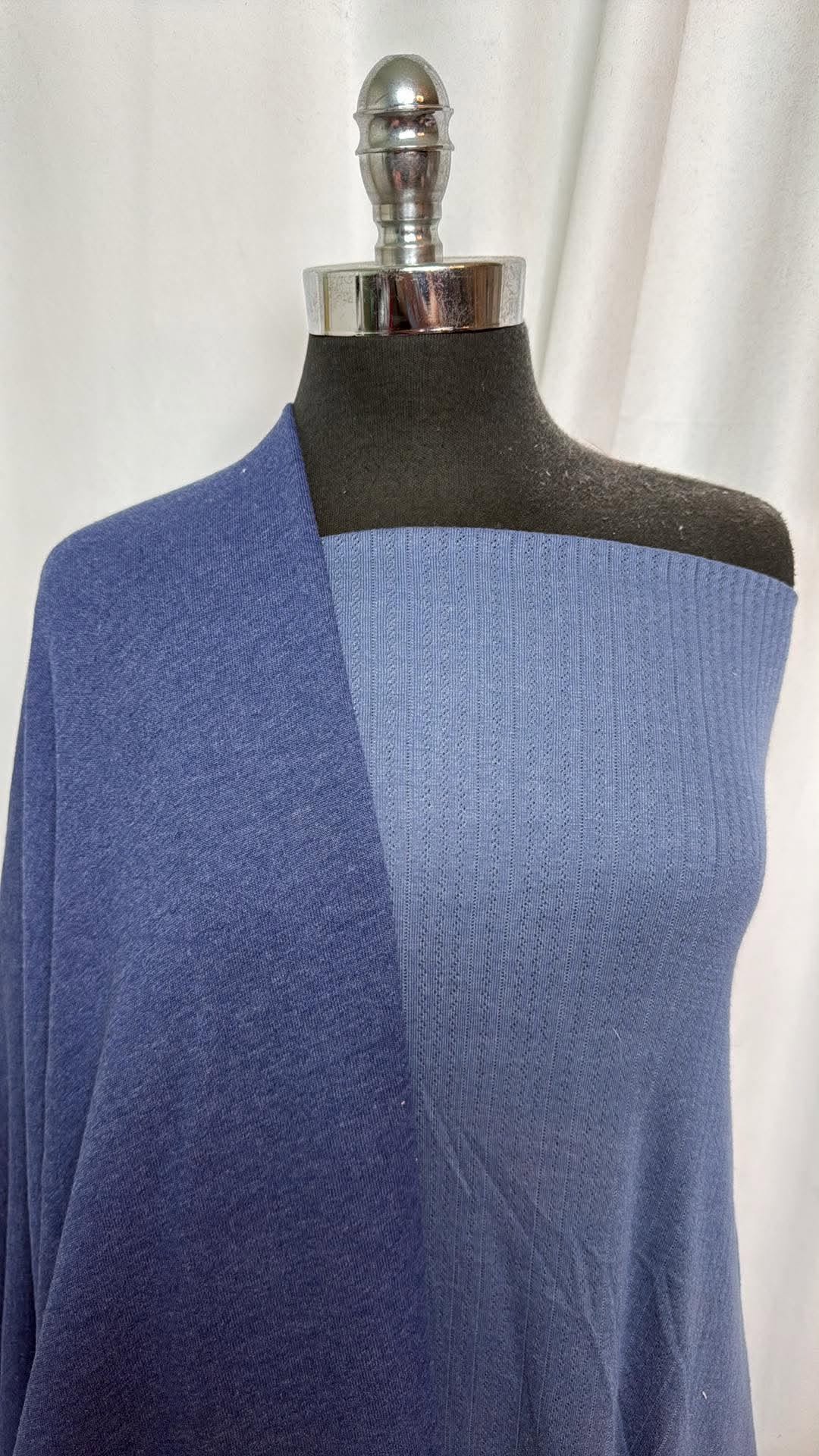 DOUBLE BLUE BUNDLE :  2YD Blue Pointelle & 2YD Blue Brushed Sweatshirt Fleece : A30735