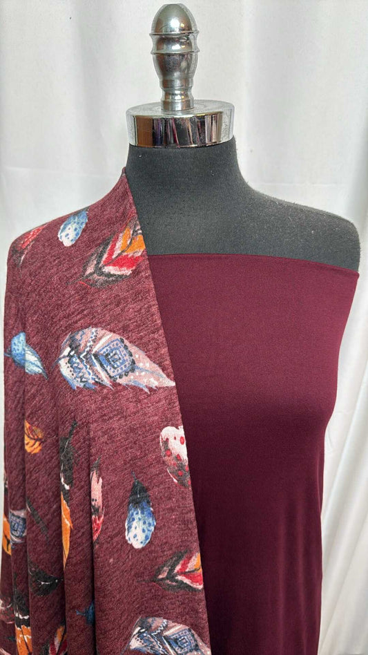 WINE/FEATHERS BUNDLE : 2YD Wine DBP & 2YD Feathers Hacci SK : A28394