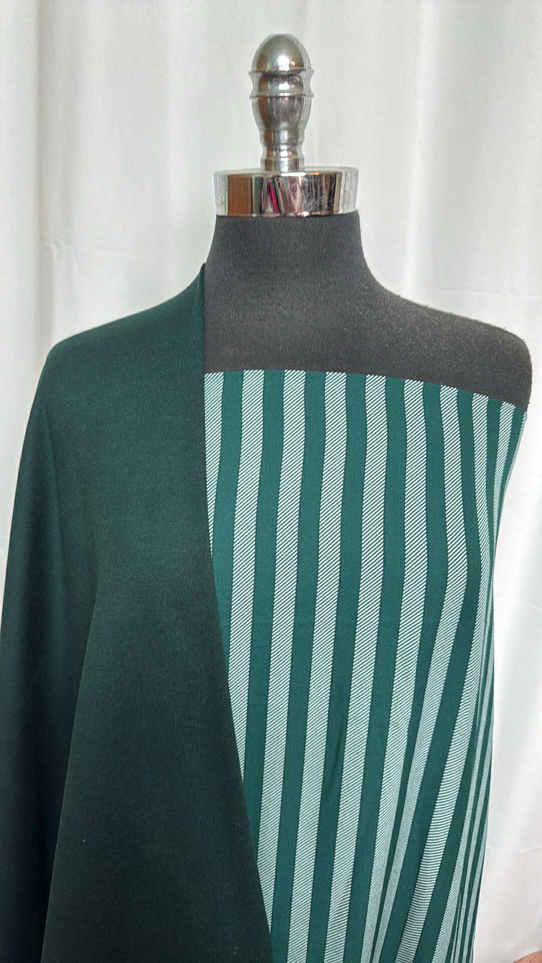 DARK SPRUCE/STRIPE BUNDLE : 1+YD Dark Spruce Peached PF & 3YD Stripe Poly Woven : A28936