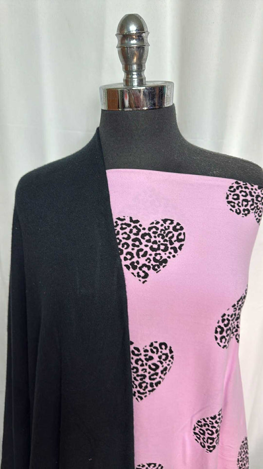 BLACK/PINK HEART BUNDLE : 3YD Pink Heart DBP & 3YD Black Brushed Hacci SK : A29254