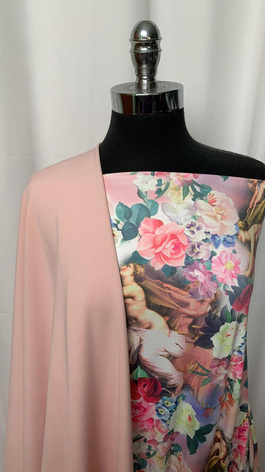 BLUSH/STATUES BUNDLE : 2.5YD Floral Statues DBP & 2YD Blush Scuba : A2466