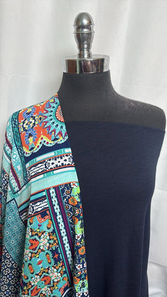 PATCHWORK/NAVY SLUB BUNDLE : 2YD Navy Slub R/S & 1+YD Patchwork PWD : A29948