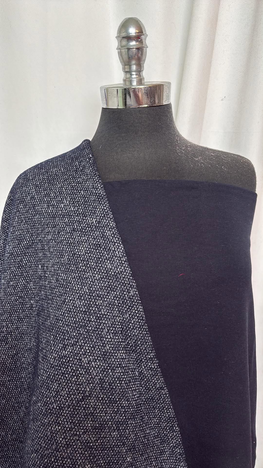NAVY WOOL BUNDLE : 2YD Navy Heavy C/S Brushed FT (Read Descr.) & 2YD Heavy Wool-Blend (Brushed on Back) : A30993
