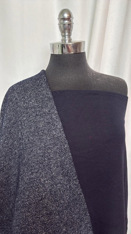 NAVY WOOL BUNDLE : 2YD Navy Heavy C/S Brushed FT (Read Descr.) & 2YD Heavy Wool-Blend (Brushed on Back) : A30993