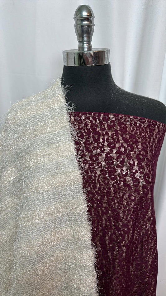 HAIRY/LACE BUNDLE : 2YD Lace Bonded to Lurex Lining & 2YD Hairy Stripe SK : A31101
