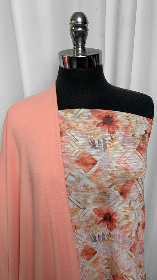 PINK/FLORAL SLUB BUNDLE : 2YD Floral PRS Slub & 2YD Pink Cotton Loop Terry : A25567