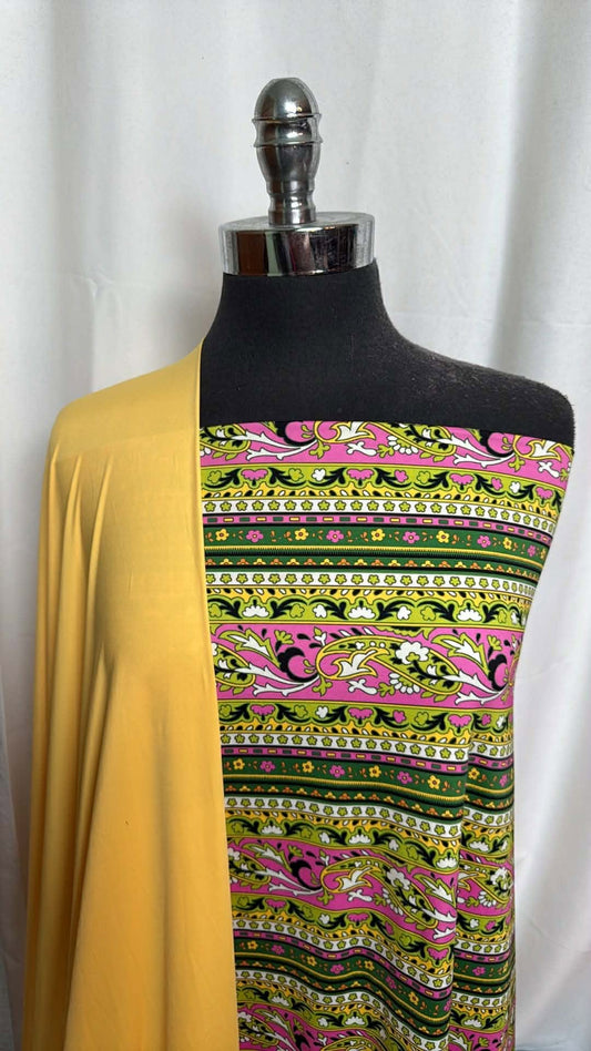 YELLOW/PAISLEY STRIPE BUNDLE : 2YD Paisley Stripe N/S & 2YD Yellow N/S Swim Lining : A29930