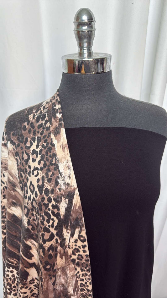 BLACK/ANIMAL PRINT BUNDLE : 2YD Black Heavy R/S & 2YD Animal Print PRS FT : A27214