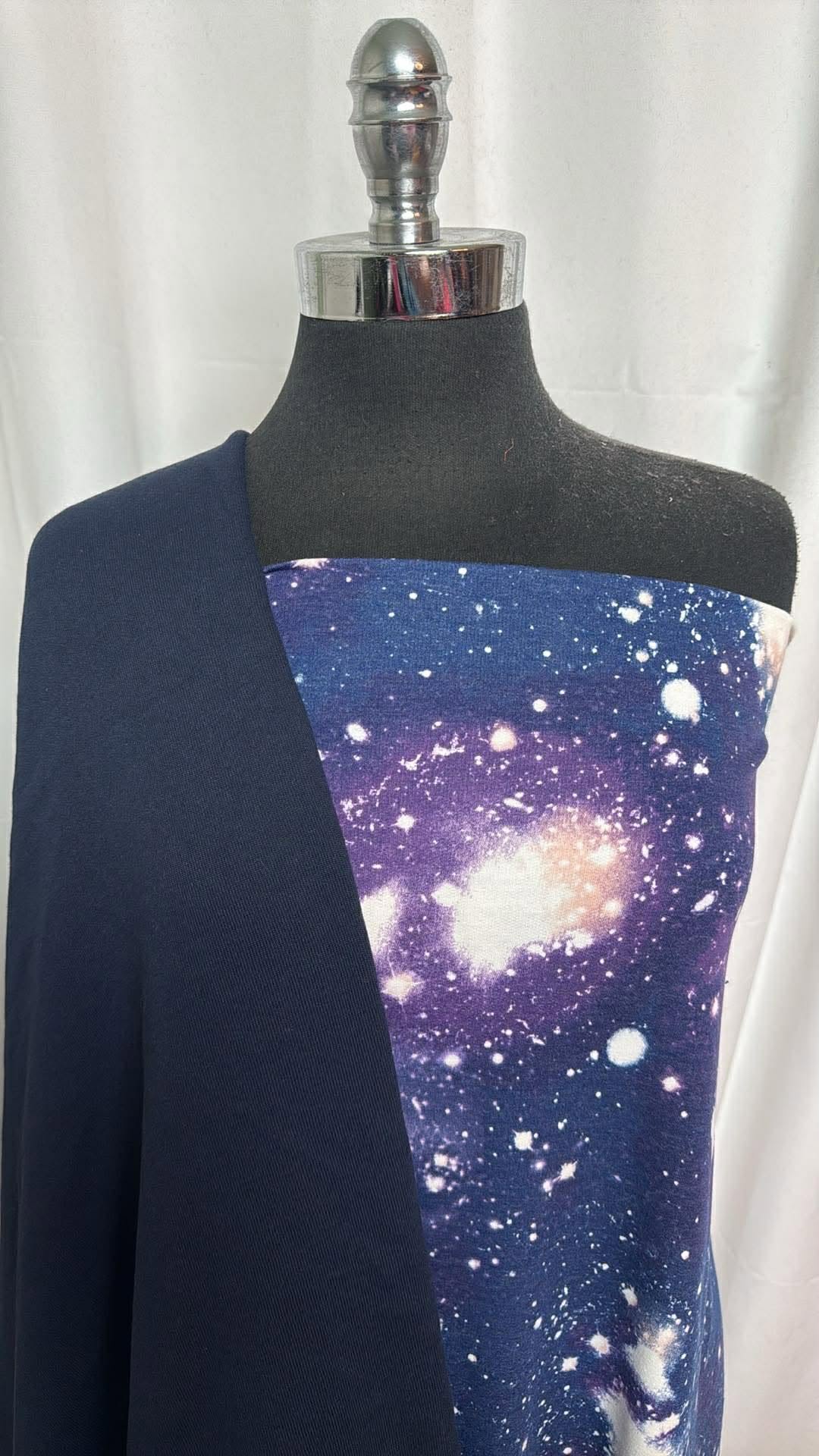 NAVY GALAXY BUNDLE : 2YD Navy Galaxy PRS FT & 2YD Navy Sweatshirt Fleece (72" Wide) : A30262
