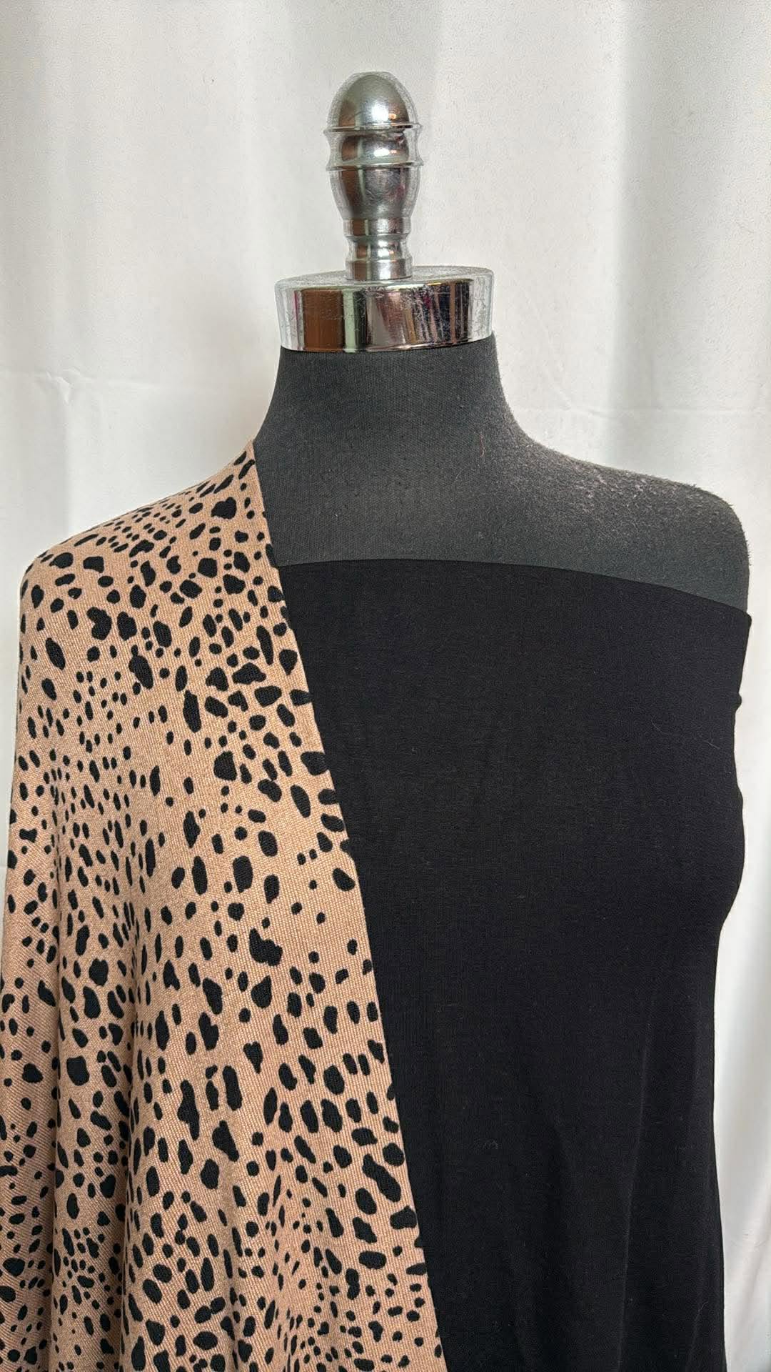 BLACK/TAN LEOPARD BUNDLE : 2YD Tan Leopard Oakley SK & 2YD Black Brushed Modal/Spandex FT : A30021