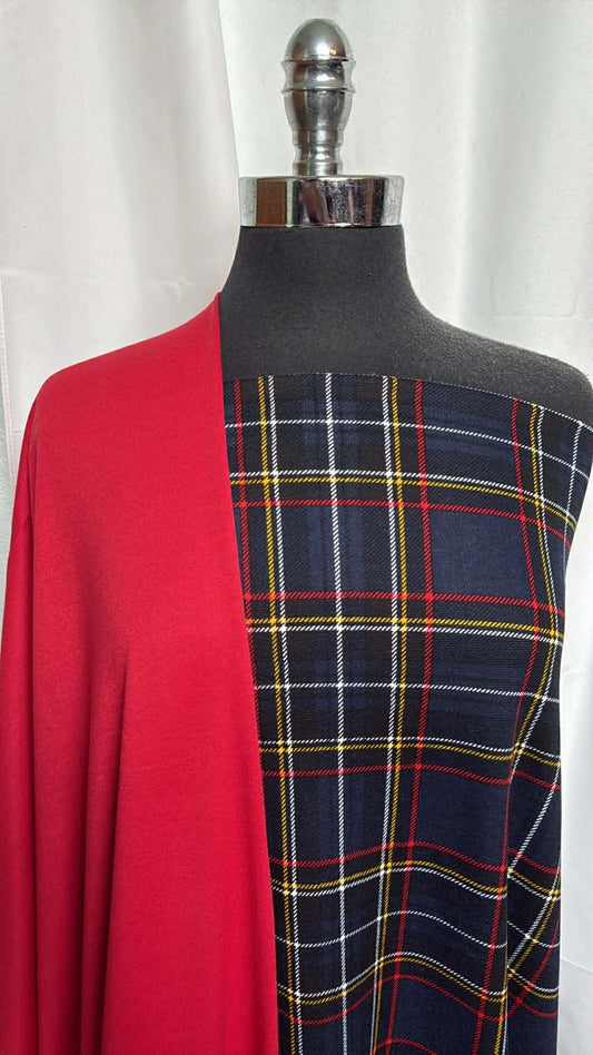 RED/PLAID BUNDLE : 2YD Red PRS FT & 2YD Plaid Ponte : A29610